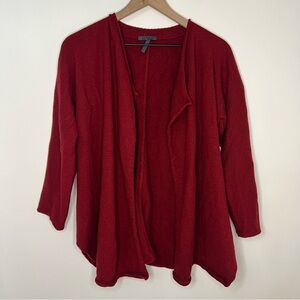 Oska Cardigan Red 100% Wool Women's Office Casual US Size 8 Lagenlook layering